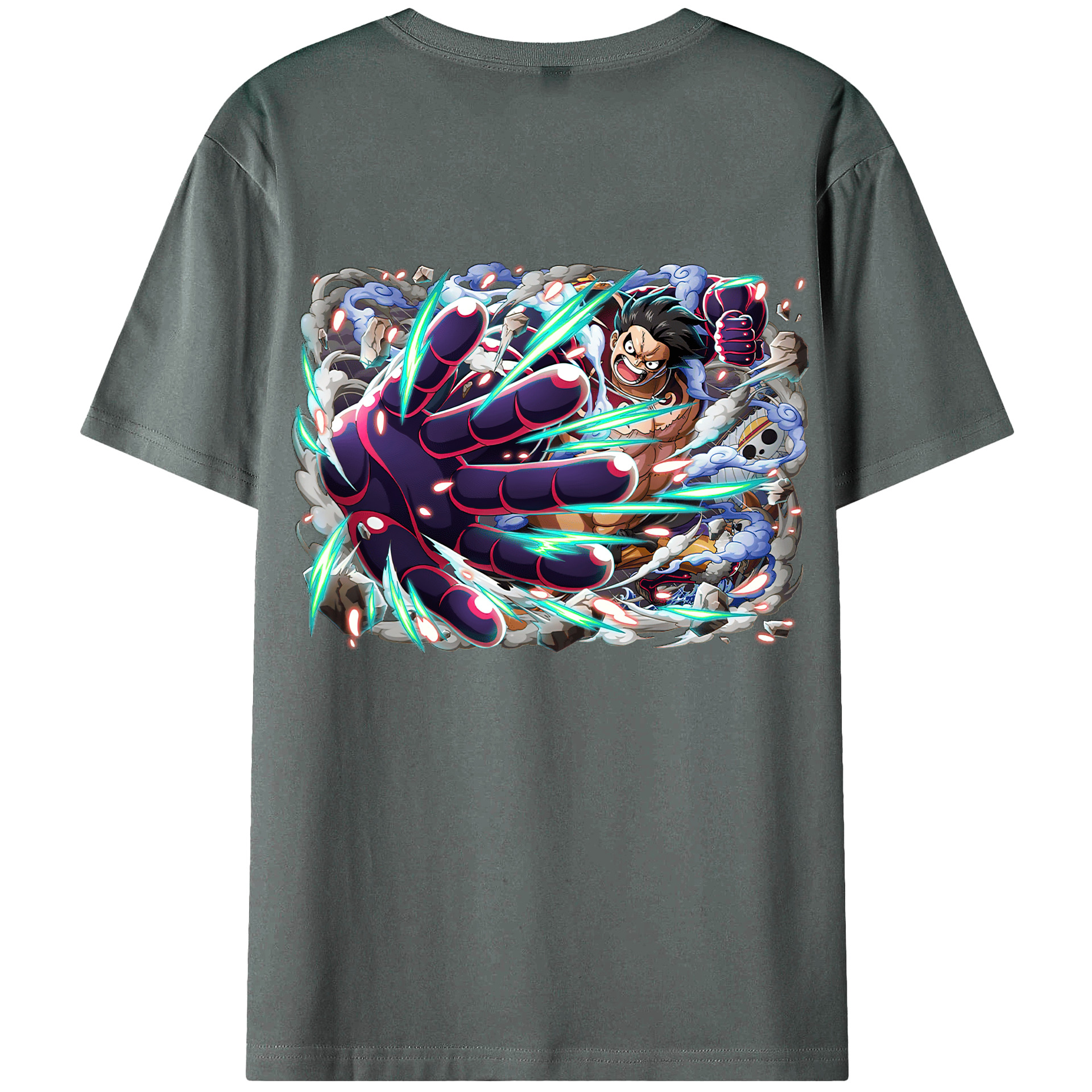 ワンピース モンキー・D・ルフィ ONE PIECE Monkey D. Luffy 綿100％ メンズ半袖Tシャツ（バックプリント） 通気性